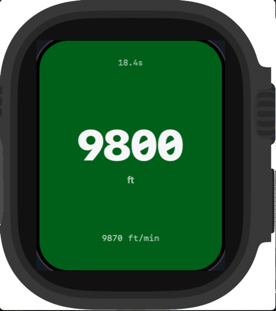 BreakOff freefall screen with live altitude