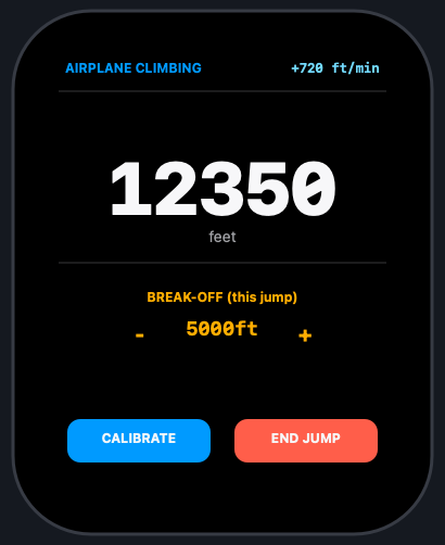 BreakOff Apple Watch climb screen with live altitude and break-off setting